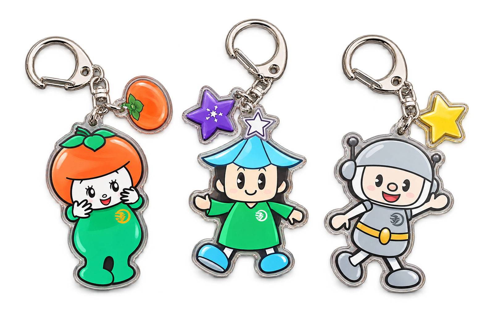 五條市のキャラクターキーホルダー3種類